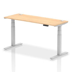 Dynamic Air 1600 x 600mm Height Adjustable Desk Maple Top Cable Ports Silver Leg HA01135 DD