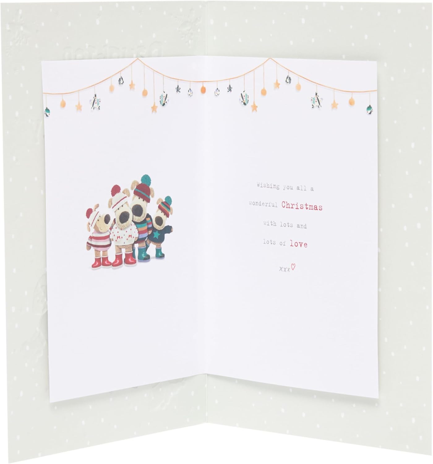Christmas Greeting Card for Daughter, Son-in-Law and Family – Cute Boofle Embellished Festive Design