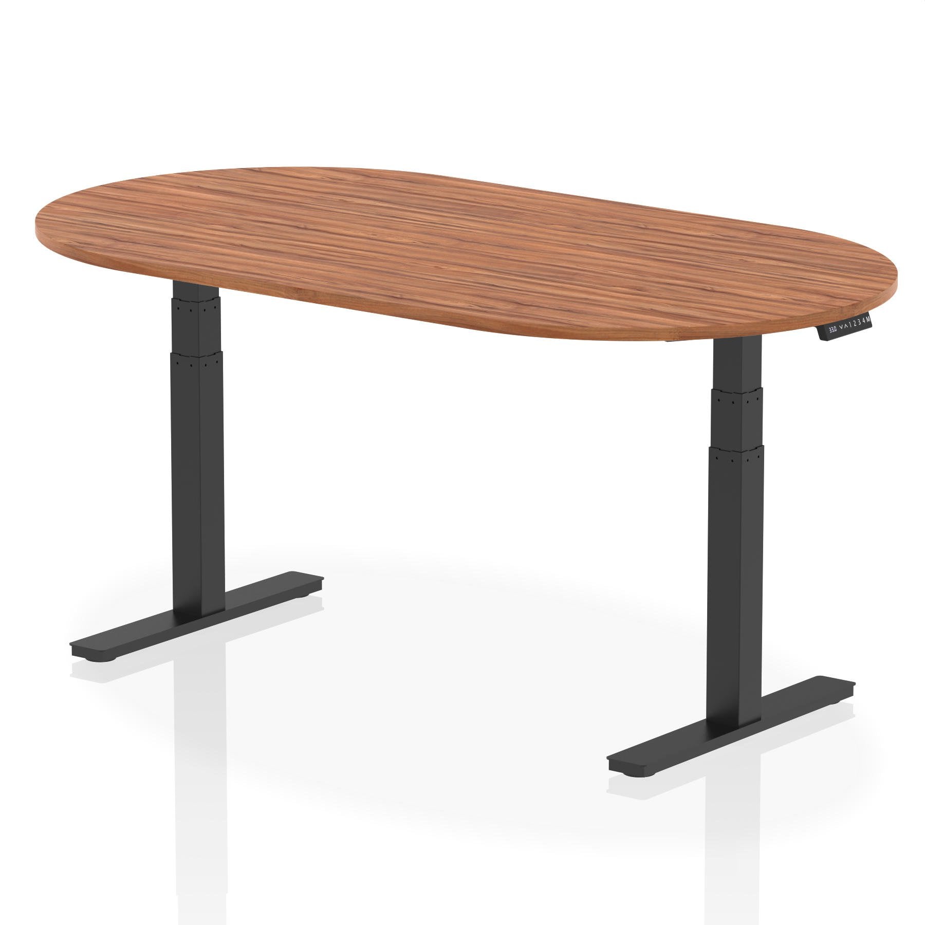 Dynamic Impulse W1800 x D1000 x H660-1310mm Height Adjustable Boardroom Table Walnut Finish Black Frame - I005194 DD