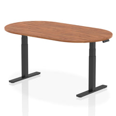 Dynamic Impulse W1800 x D1000 x H660-1310mm Height Adjustable Boardroom Table Walnut Finish Black Frame - I005194 DD