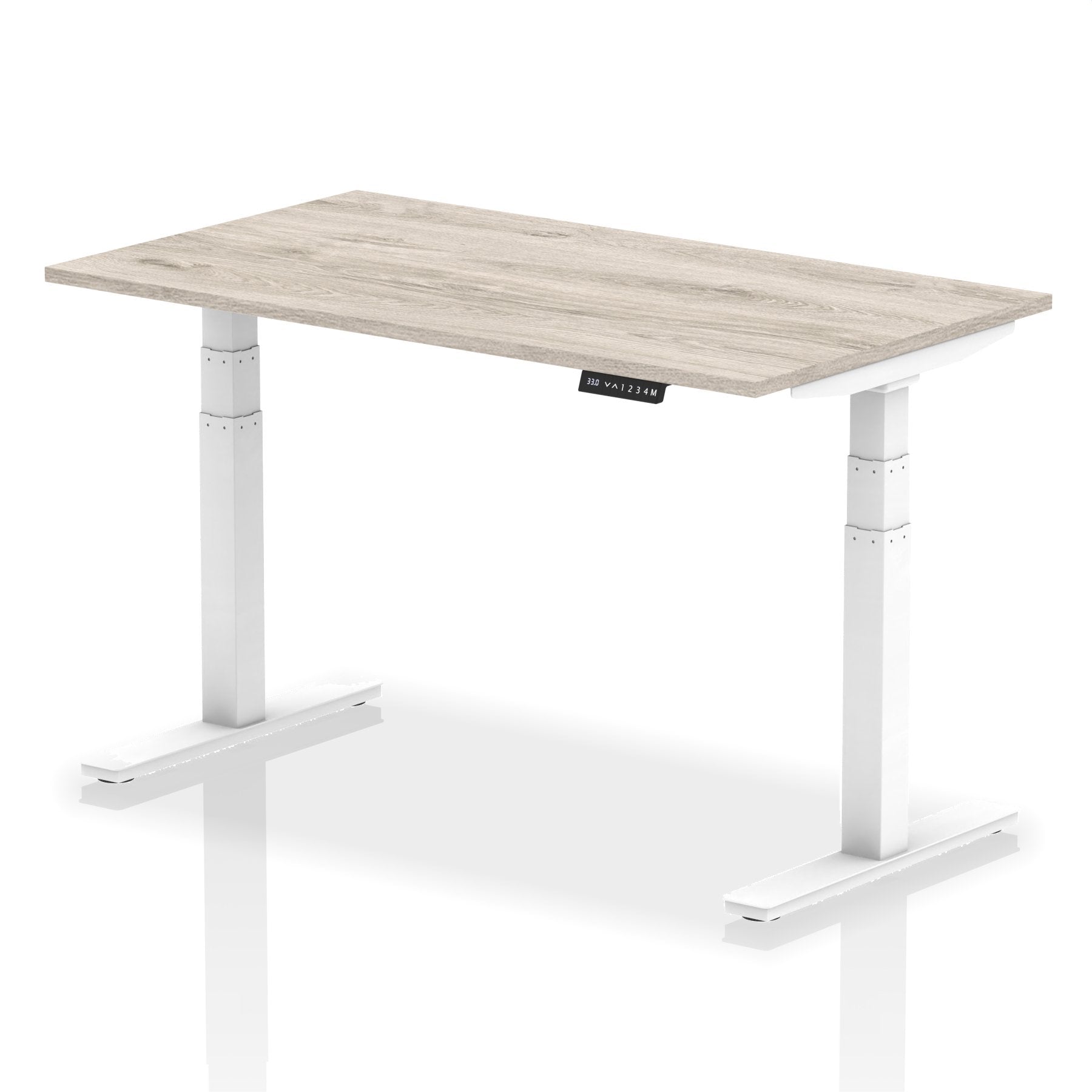 Dynamic Air 1400 x 800mm Height Adjustable Desk Grey Oak Top White Leg HA01164 DD