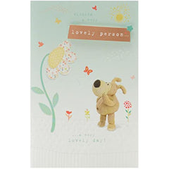 Boofle Looking up at Flower Birthday Card