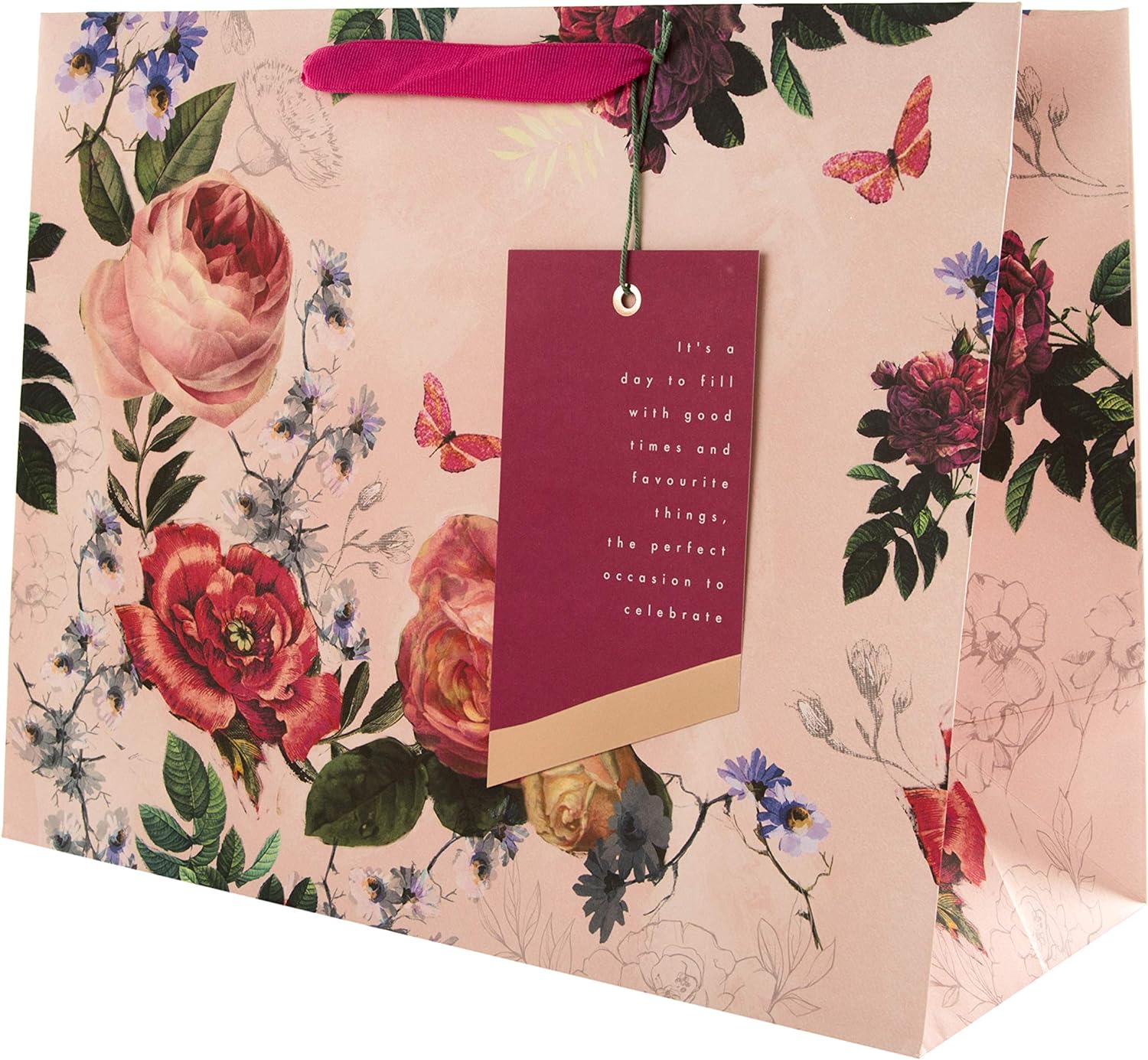 Elegant Floral Design Large Gift Bag