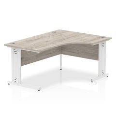 Dynamic Impulse 1800mm Right Crescent Desk Grey Oak Top White Cable Managed Leg I003535 DD