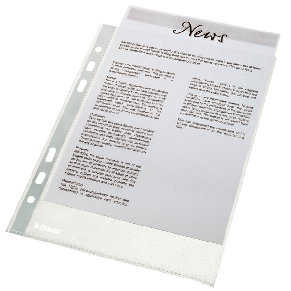 Esselte Multi Punched Pocket Polypropylene A5 50 Micron Top Opening Clear (Pack 100) 23782