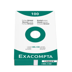 Exacompta Record Cards Ruled 150x100mm White (Pack 100) 13802X