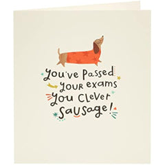 Clever Sausage Exams Passed Congratulations Card