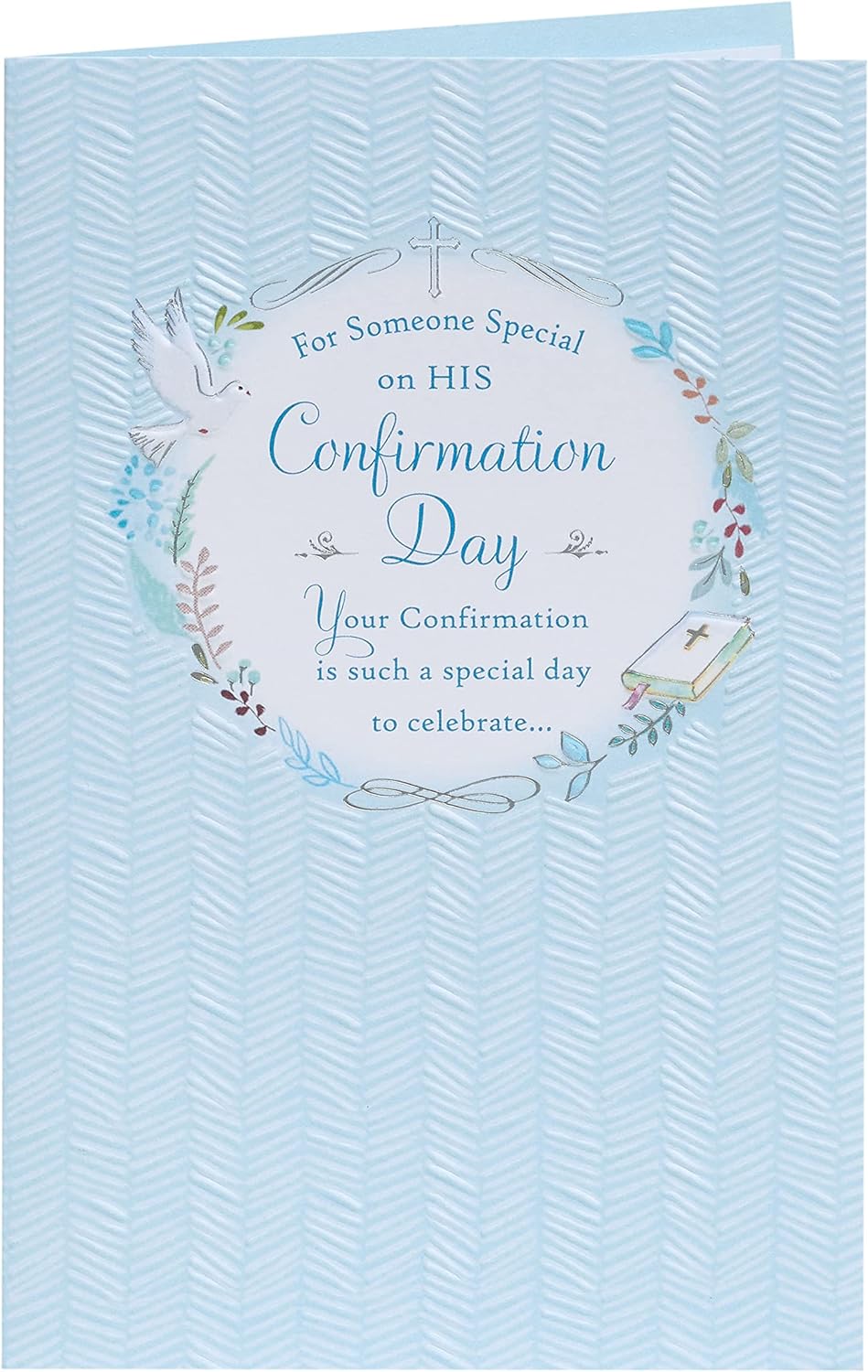 Baby Blue Design Confirmation Card For Boy