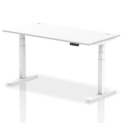 Dynamic Air 1600 x 800mm Height Adjustable Desk White Top Cable Ports White Leg HA01111 DD