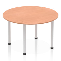 Dynamic Impulse 1200mm Round Table Beech Top Silver Post Leg I000080 DD
