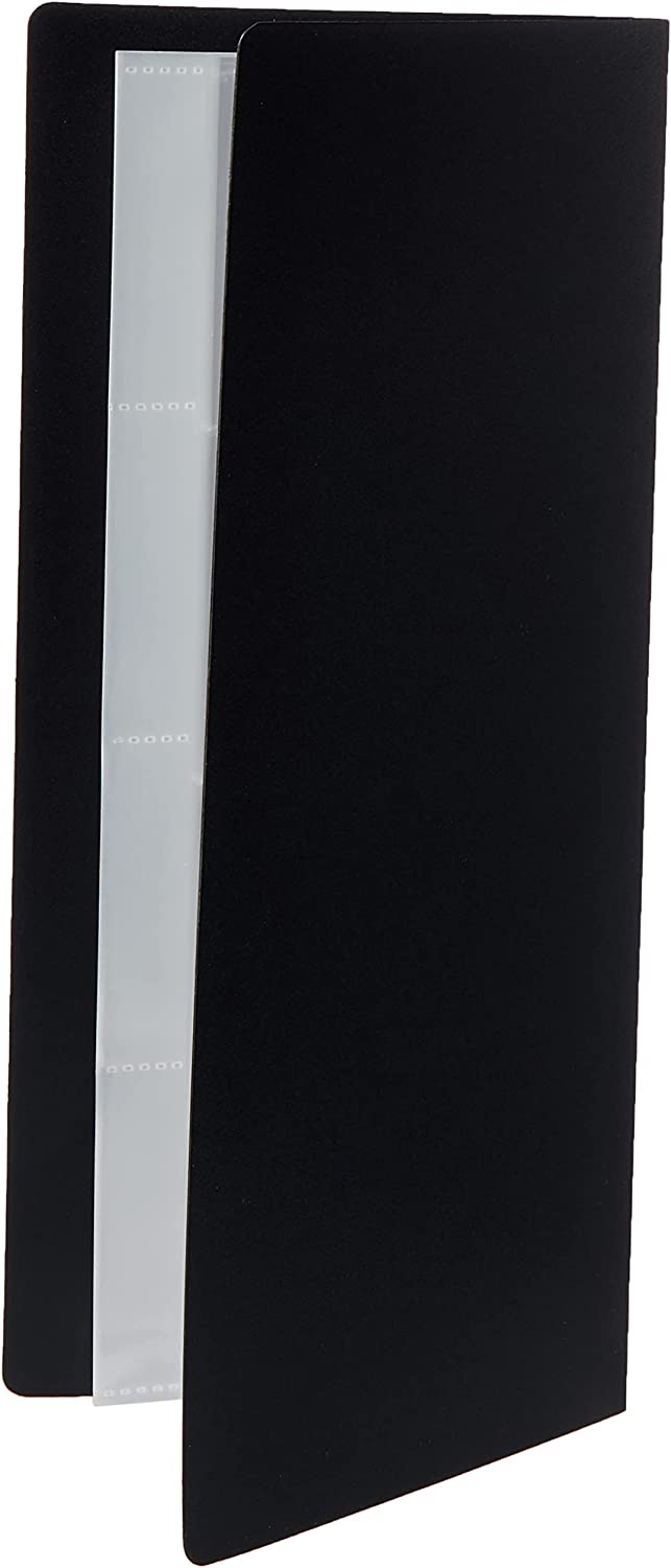Black Q-Connect polypropylene business card holder for 160 cards, designed for organizing and protecting name cards.