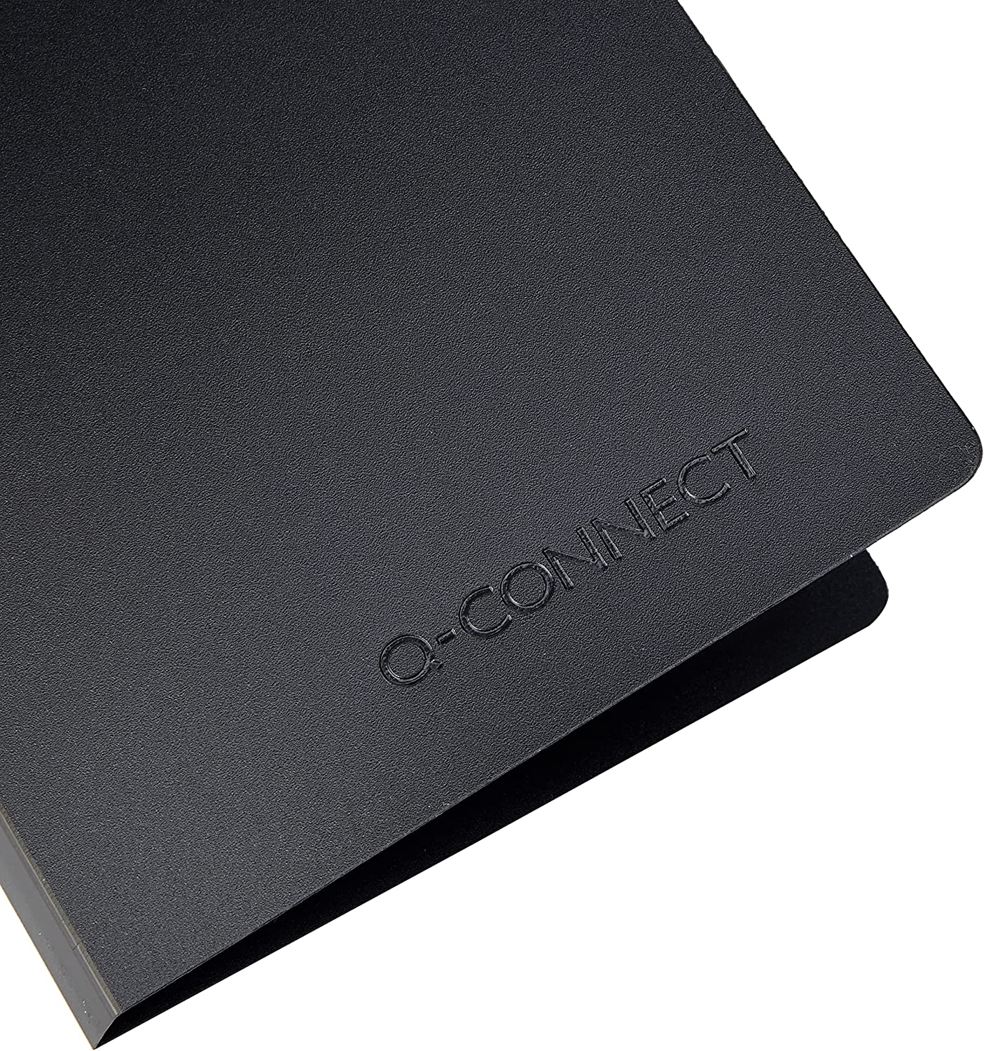Q-Connect polypropylene business card holder holding 160 black cards, designed for organizing and displaying name cards.