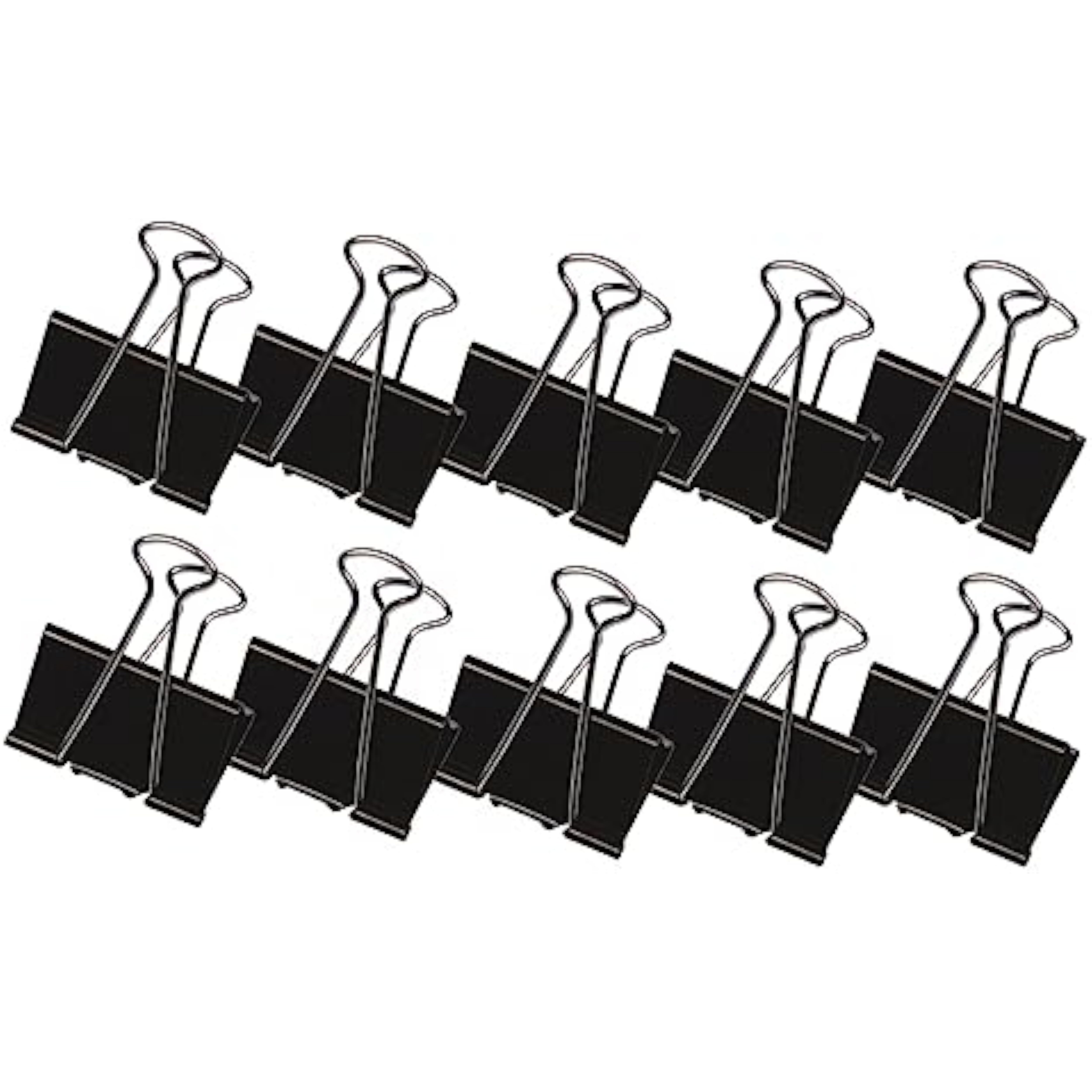 Pack of 10 black Q-Connect 16mm foldback clips, metal paper clips for organizing and securing documents or cables.