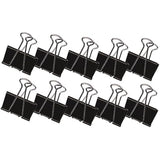 Pack of 10 black Q-Connect 16mm foldback clips, metal paper clips for organizing and securing documents or cables.