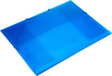 Blue Q-Connect elasticated A4 folder with three flaps, designed for secure document storage and organization.