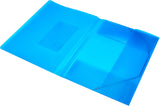 Blue Q-Connect elasticated folder with three flaps for A4 documents, featuring a durable design for organized storage.