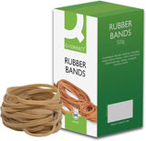 Q-Connect rubber bands, 6 x 150mm No. 69, 500g pack, durable elastic bands for securing and organizing items.