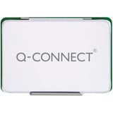Q-Connect green large stamp pad with inked surface, ideal for stamping and crafting projects.