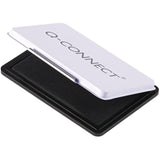 Black Q-Connect medium stamp pad with black ink, rectangular ink pad suitable for office or craft use.