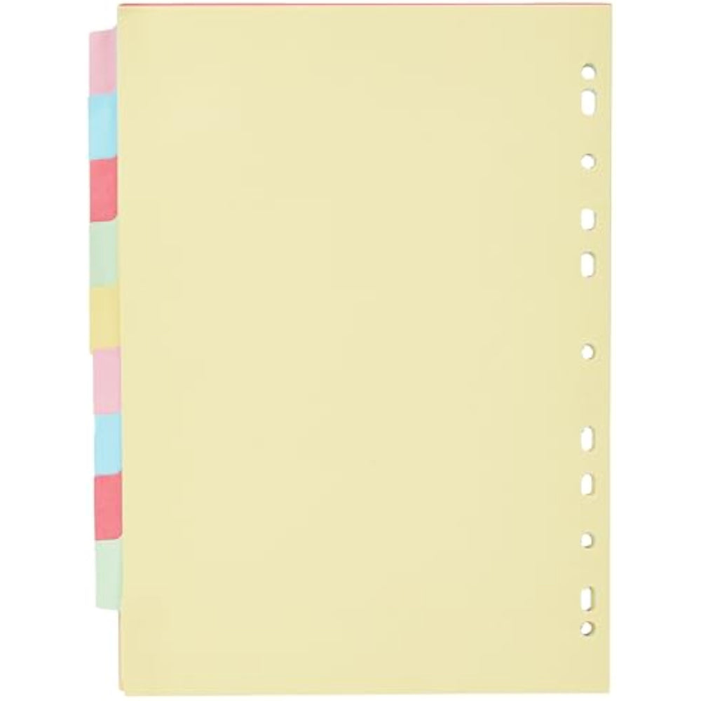 Q-Connect A4 multi-punched subject divider with colorful tabs for organizing documents effectively.
