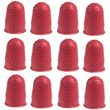 Red Q-Connect Thimblettes Size 00 pack of 12, small protective thimbles for sewing or crafting.