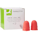 Red Q-Connect Q-Connect Thimblettes Size 00 pack of 12, showing multiple small protective rubber caps for fingers.