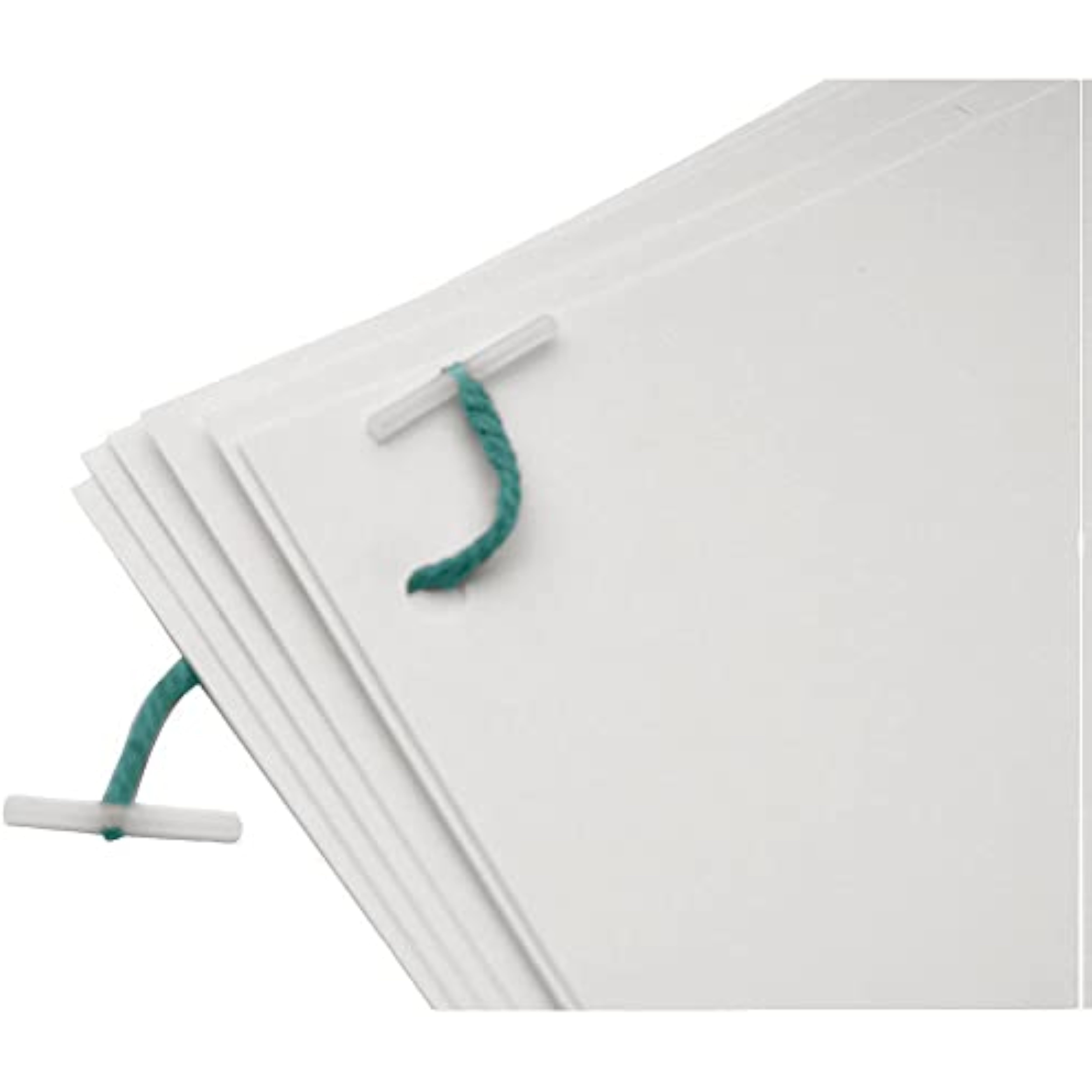 Green plastic-ended Q-Connect Treasury Tags, 152mm length, shown with 100 tags for organizing documents or files.