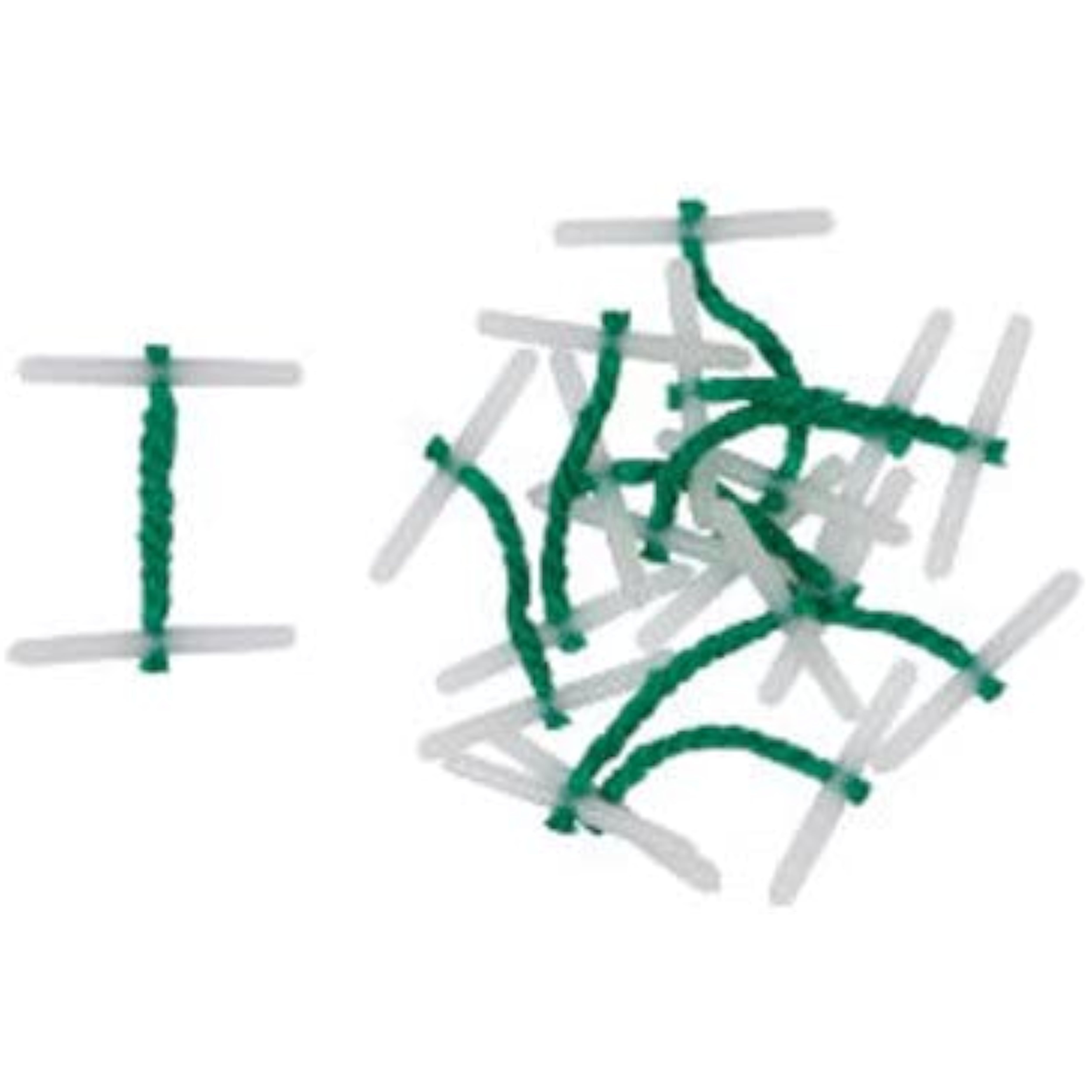 Green plastic-ended Q-Connect Treasury Tags, 152mm, 100-pack, with metal ends for secure fastening.