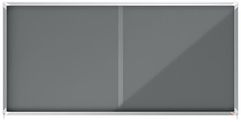 Nobo Premium Plus Grey Felt Lockable Noticeboard Display Case 27 x A4 2000x970mm 1915339