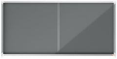 Nobo Premium Plus Grey Felt Lockable Noticeboard Display Case 27 x A4 2000x970mm 1915339
