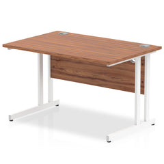 Impulse 1200 x 800mm Straight Desk Walnut Top White Cantilever Leg MI001905 DD