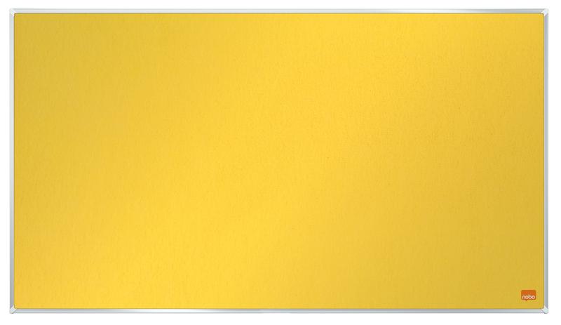 Nobo Impression Pro Widescreen Yellow Felt Noticeboard Aluminium Frame 710x400mm 1915429