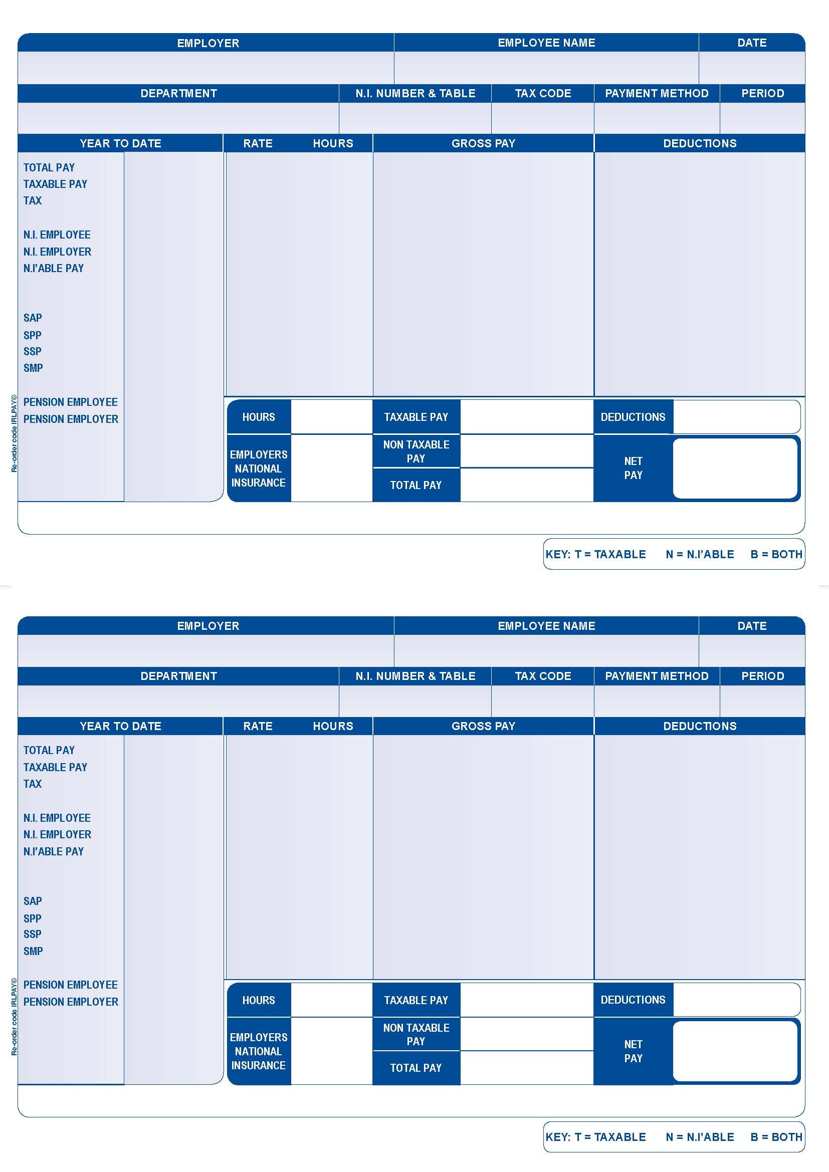 Iris Compatible A4 2 Per Sheet Payslip (Pack 1000) FY95