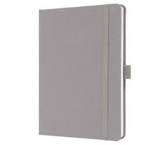 Sigel Jolie Notebook A5 Hardcover A5 152x203x19mm Fabric Cover 192 100gsm Ruled Pages With Pen Loop & Elastic Fastener Pearl Grey - JN403