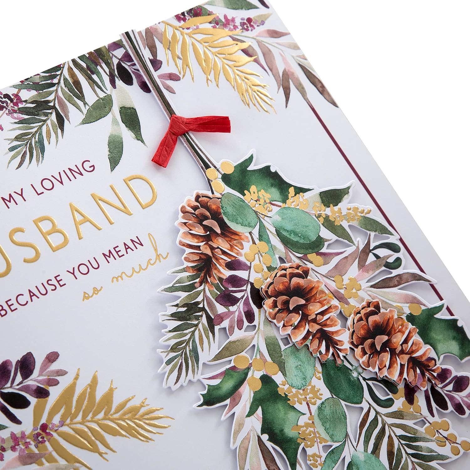 Hallmark Boxed Christmas Card for Husband – Traditional Seasonal Foliage Design