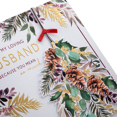 Hallmark Boxed Christmas Card for Husband - Traditional Season Foliage Design, 25575207, Multicoloured