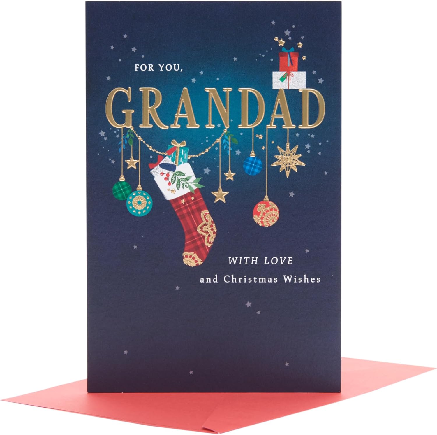 UK Greetings Christmas Card for Grandad – Christmas Wishes Festive Design