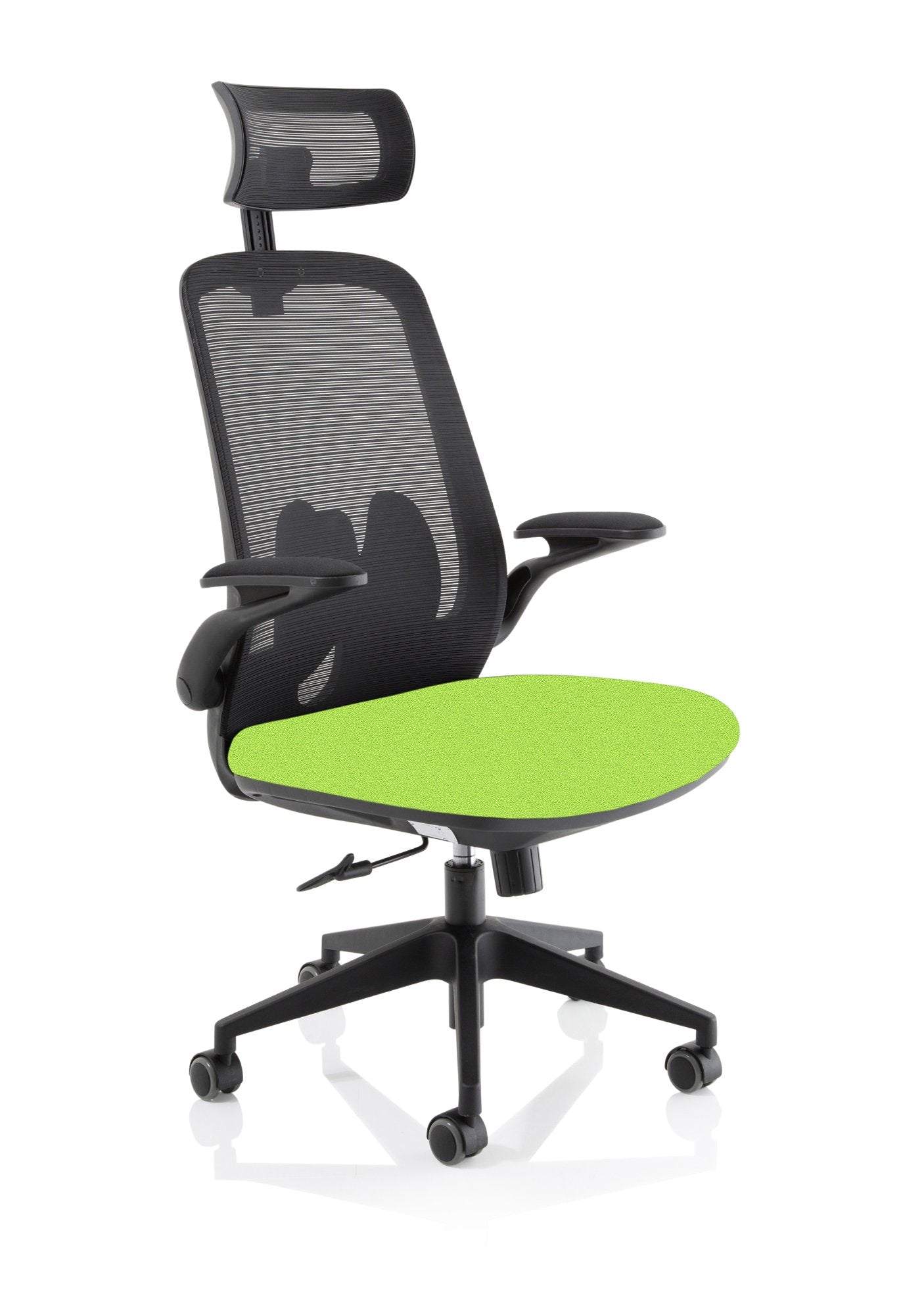 Sigma Executive Mesh Back Office Chair Bespoke Fabric Seat Myrrh Green With Folding Arms - KCUP2027 DD