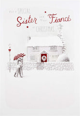 Christmas Greeting Card for Sister and Fiancé with Festive Seasonal Design and Loving Wishes