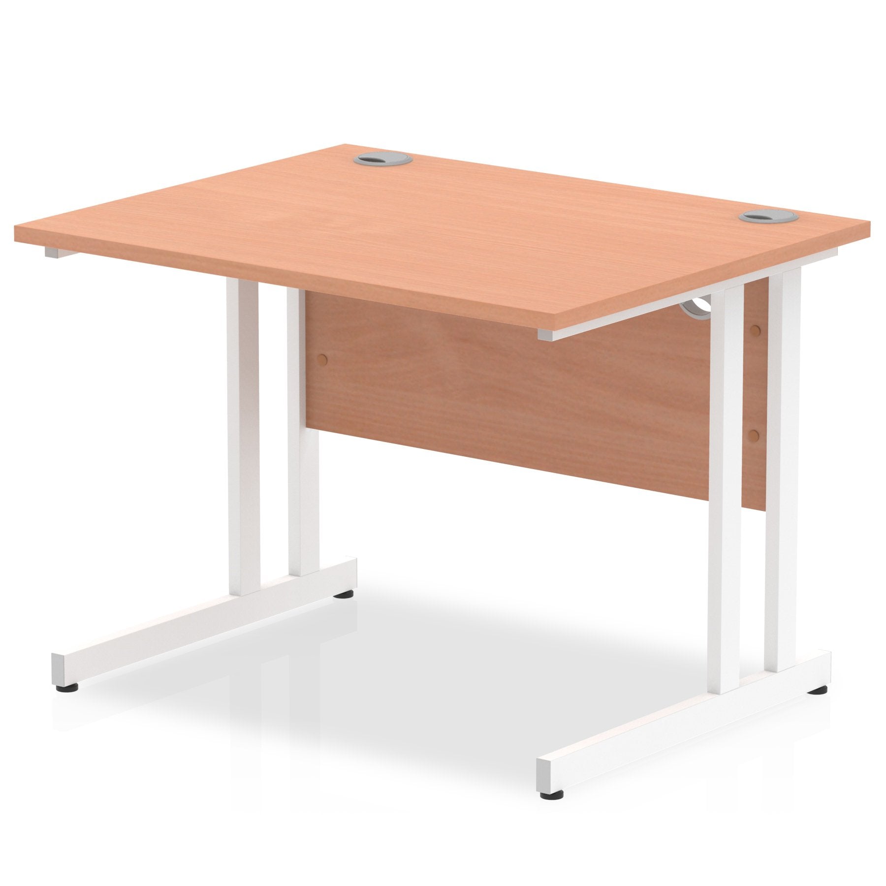 Impulse 1000 x 800mm Straight Desk Beech Top White Cantilever Leg MI001673 DD