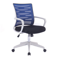 Nautilus Designs Spyro Designer Medium Back Detailed Mesh Task Operator Office Chair With Fixed Arms Blue Seat and White Frame - BCM/K488/WH-BL DD