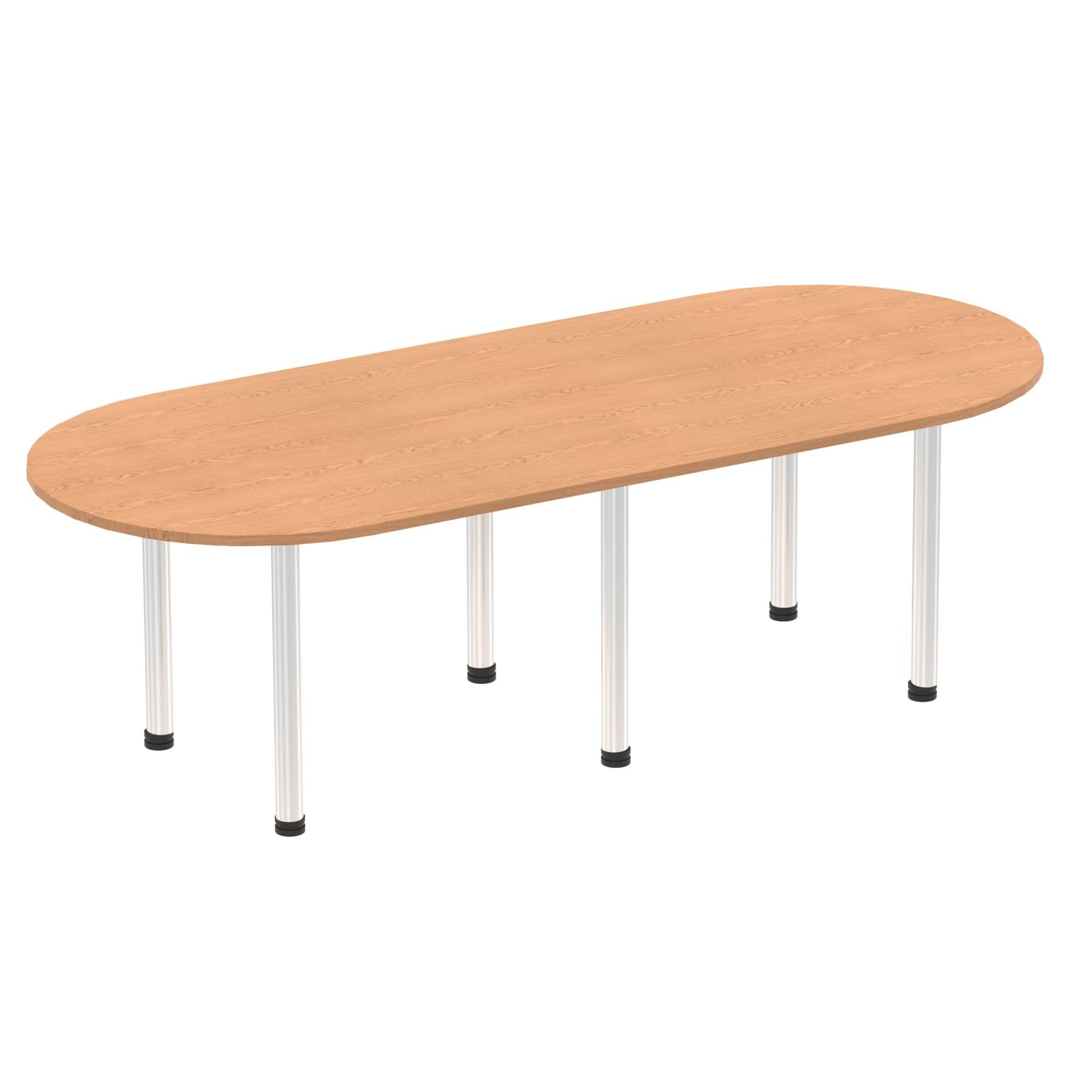 Dynamic Impulse W2400 x D1000 x H740mm Boardroom Table Post Leg Oak Finish Brushed Aluminium Frame - I003739 DD