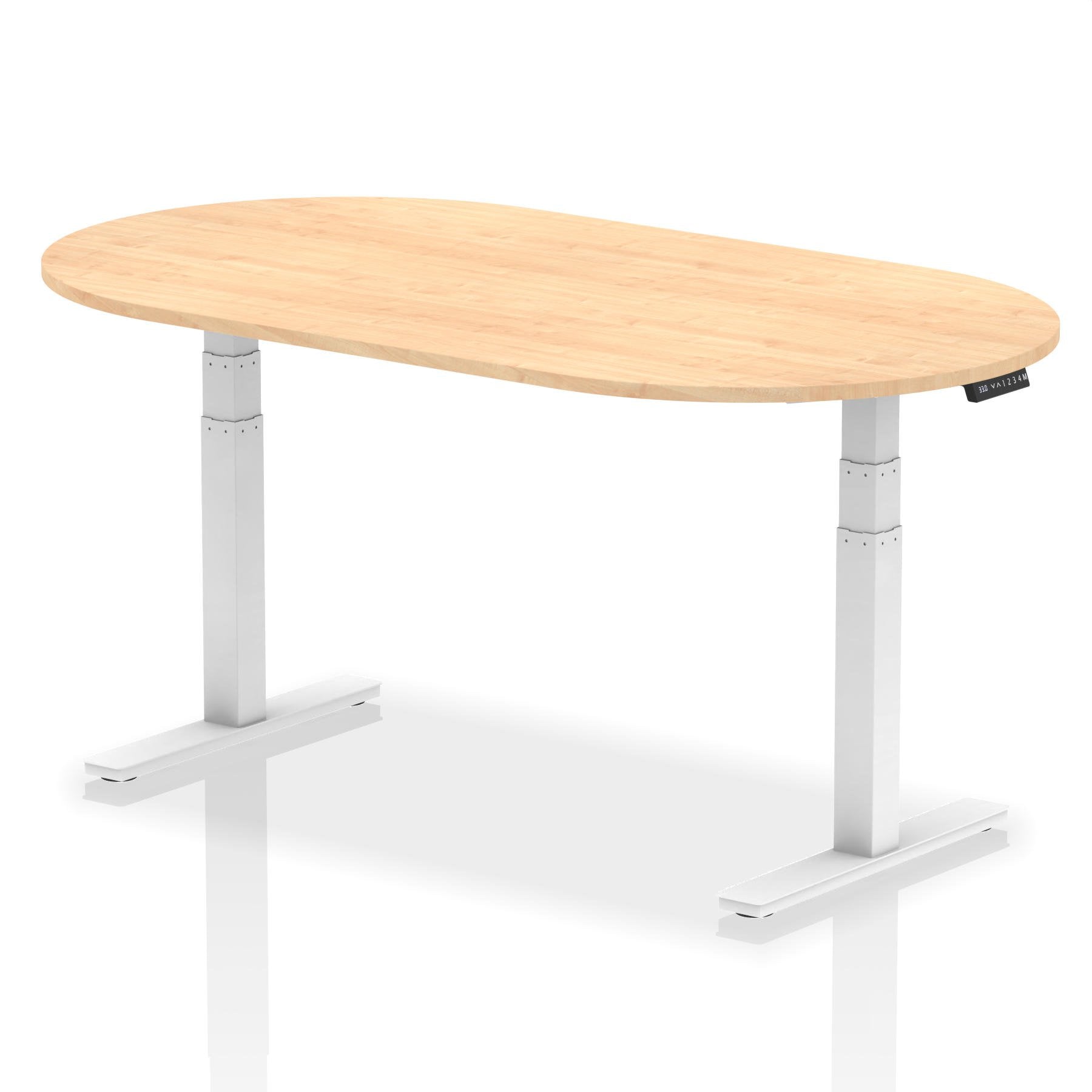 Dynamic Impulse W1800 x D1000 x H660-1310mm Height Adjustable Boardroom Table Maple Finish White Frame - I003556 DD