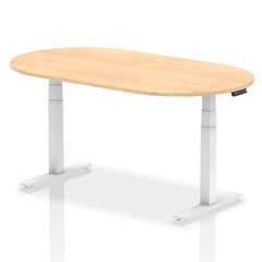 Dynamic Impulse W1800 x D1000 x H660-1310mm Height Adjustable Boardroom Table Maple Finish White Frame - I003556 DD