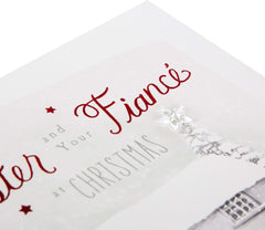 Christmas Greeting Card for Sister and Fiancé with Festive Seasonal Design and Loving Wishes