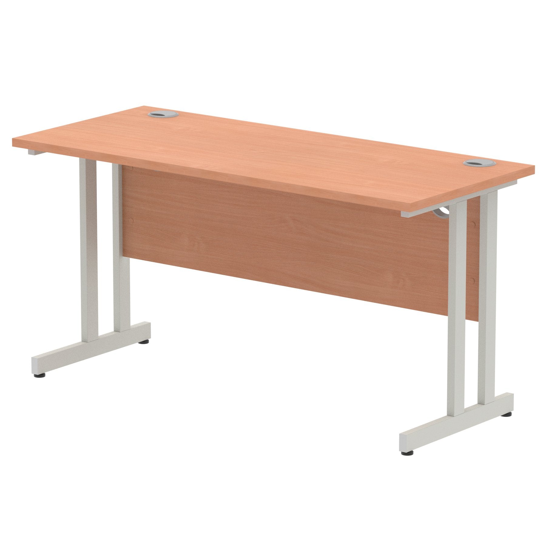Impulse 1400 x 600mm Straight Desk Beech Top Silver Cantilever Leg MI001680 DD