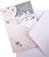 25th Glitter Finished Wife Silver Anniversary Card