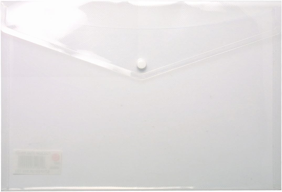 A4 Clear Stud Wallet Folder Plastic Document Holder File Popper Wallets