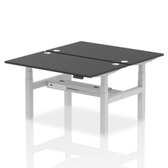 Dynamic Air Back-to-Back W1400 x D800mm Height Adjustable Sit Stand 2 Person Bench Desk With Cable Ports Black Finish Silver Frame - HA02900 DD