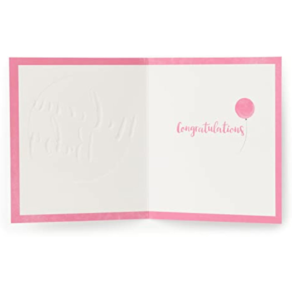 Kindred - Welcome Balloon - Baby Girl Card,White & Pink